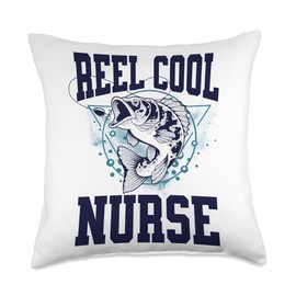 Funny Fishing Reel Cool Nurse Outdoors Throw Pillow