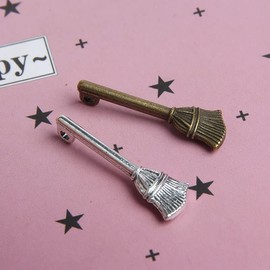 Acxico 40Pcs Broom Charms Broom Pendants Antiqued Silver Tone 3D 8 x 30 mm Making DIY Handmade Accessories