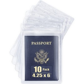 MIFFLIN Passport Holders (Clear, 10 Pack), Extra Large (XXL) ID Name Badge Holder, Waterproof Vertical Plastic Card Holders