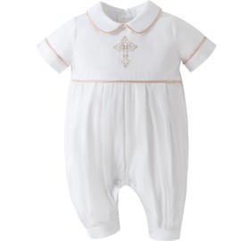 Booulfi Baby Boy Clothes 0-3 Months Christening Outfits For Boys Short Sleeves Baptism Easter Summer Outfits Catholic Newborn Baby Boy Clothes