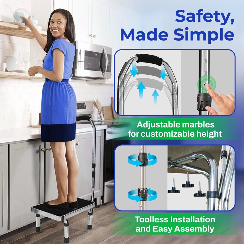 JJ CARE Step Stool with Handle for Elderly (300 lbs.
