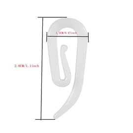 White Plastic Curtain Hooks for Door Curtain,Window Curtain,Curtain Header Tape Drapery Hooks 2.8x1.2cm (200PCAK)………