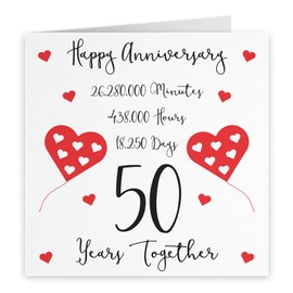 Hunts England - 50th Wedding Anniversary Card - 50 Years Together - Happy Anniversary - Timeless Collection - Fun Cute Card