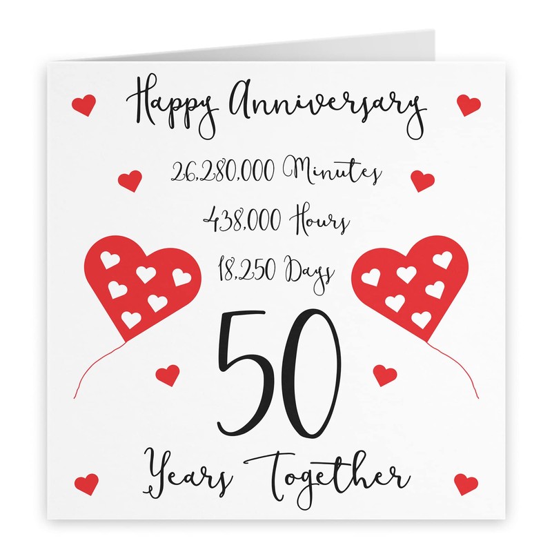 Hunts England - 50th Wedding Anniversary Card - 50 Years