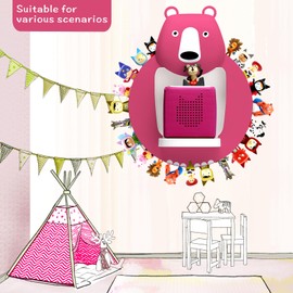 Tnvodejo Children's Shelf Compatible for Toniebox and for Tonies for Over 30-48 Figures - Wall Shelf for The Music Box - for Playing and Collecting - for Children's Baby Rooms (Rose red)