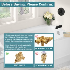 Matte Black Shower Trim Kit Compatible with moen T2903EPBL Black Shower Trim Kit, Easy to Install, Featuring Single Function Shower Head and Shower Handle, Requires 2510 valve