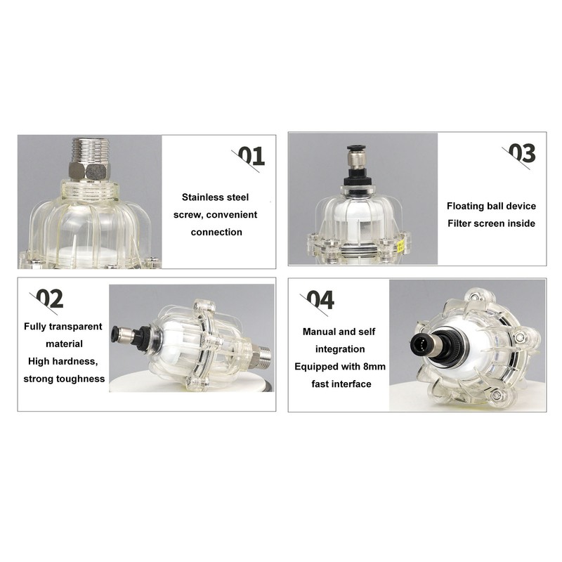 AD400 Transparent Air Compressor Filter 1/2in Oil Water Separator Automatic