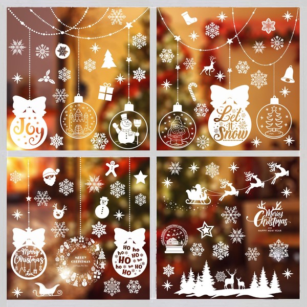 Christmas Window Clings Decorations for Glass Windows Winter Stickers Snowflakes Christmas Decorations Christmas Window Stickers for Holiday Window Clings Winter Decorations 10 Sheet