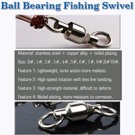 9Tong Ball Bearing Swivels Connector High Strength Stainless Steel Solid Welded Rings Barrel Swivels Saltwater Freshwater Fishing 25pcs 33lbs