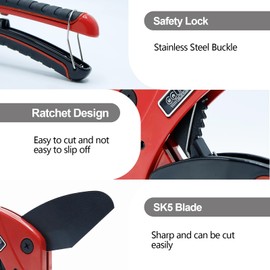 CCLIFE 64 mm PVC Pipe Shears with Ratchet, SK-5 High Carbon Steel Blade, Professional Pipe Cutter Pipe Scissors for PVC/PE/PP/PEX/PPR