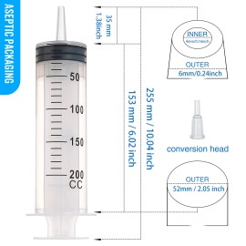 Shaotong 200ml Syringes with 40 Inch Tube and Tip Adapter, for Feeding Pets, Liquid Re...