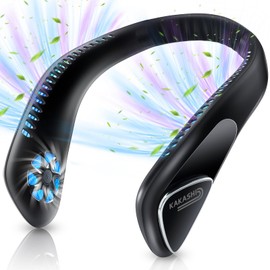 Kakashi Portable Neck Fan, 6000mAh Rechargeable Bladeless Operated Wearable Personal Fan with 3 Speeds, 360°Cooling Leafless Adjustable Neck Fan Blow Cold Air for Travel Outdoor