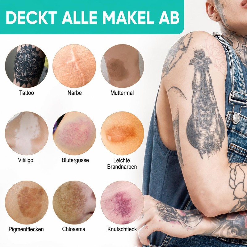 Tattoo Cover Up Makeup, 2-Colour Tattoo Cover, Waterproof