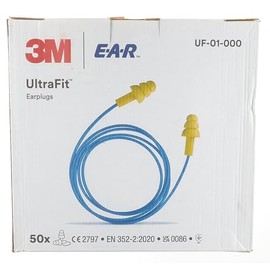 3M 3M E-A-R Ultrafit Earplugs, 32 dB, Corded, 50 Pairs/Box, UF-01-000, 7000038199