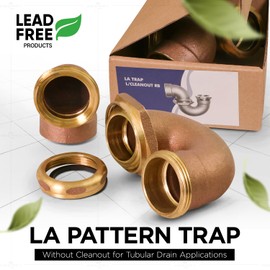 Highcraft Brass Trap LA Pattern Trap 1-1/2" SWT x 1/-1/2" Basin Sink Waste Trap, Brass Sink Trap for Bathroom Sink, Kitchen Sink, Utility Sink Tubular Drain Applications, Brass Drain Trap w/Nut