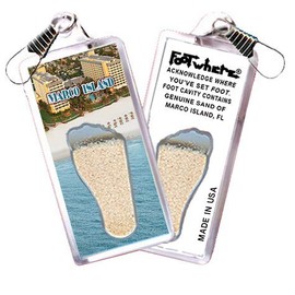 Marco Island, FL "FootWhere" Souvenir Zipper-Pull. Made in USA (MCI305 - Resort)