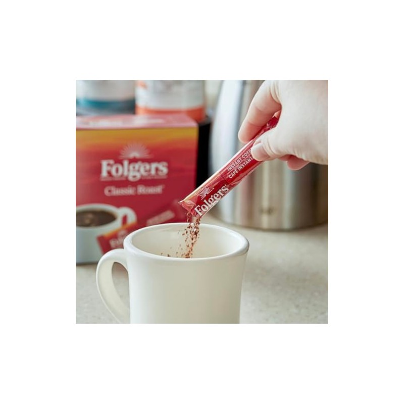 Folgers Classic Roast Instant Coffee, Single Serve Packets