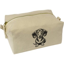 'Dachshund' Canvas Wash Bag/Makeup Case (CS00039523)