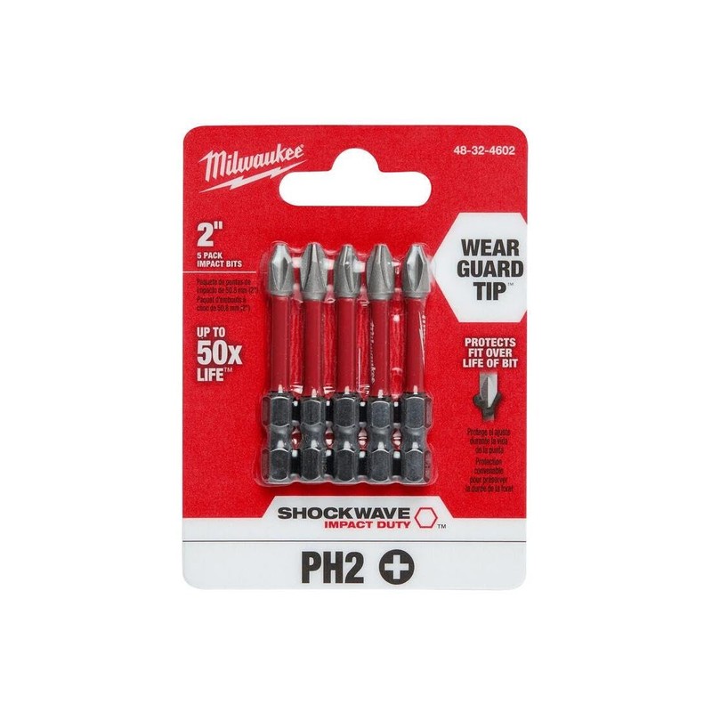 Milwaukee 48-32-4602 Phillips Power Bits 5 Pack