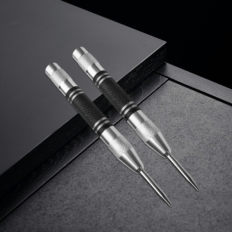 2 Pack Automatic Center Punch, Steel Adjustable One-Handed Spring Impact