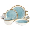 Gibson Elite Mayfair Bay Embossed Double Bowl Dinnerware Set, Service