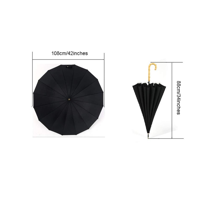 ThreeH Bamboo Stick Umbrella Auto Open Solid Color Fashionable and