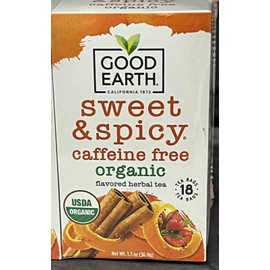 Good Earth New 4-pack ORIGINAL Good Earth Sweet & Spicy HERBAL Organic Tea Bags (18x4=72)