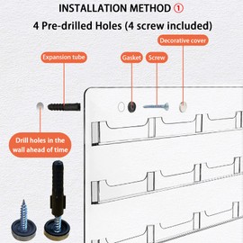 Acrylic Business Card Holder Wall Mount Clear Sticker Display Rack Multiple Card Holders Clear Acrylic Card Organizing Sticker Display Stand Pre Drilled Acrylic Display (16 Pockets ,15.7 x 11.8")