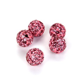 50 cuentas de arcilla polimérica de grado A con cristales de imitación de 8 mm, color rosa rosa, compatibles con Shamballa Jewelry DB8-3
