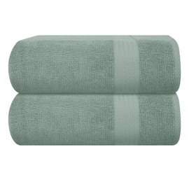 GLAMBURG Premium Cotton Oversized 2 Pack Bath Sheet 35x70-100% Pure Cotton - Ideal for Everyday use - Ultra Soft & Highly Absorbent - Machine Washable - Jade