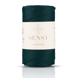 Sensy - Cuerda de poliéster de 3 mm, 131 yardas, 100 % polipropileno, cuerda de macramé, cuerda de ganchillo de 3 mm, cuerda de macramé, hilo de ganchillo para regalo para tejer (verde bosque)