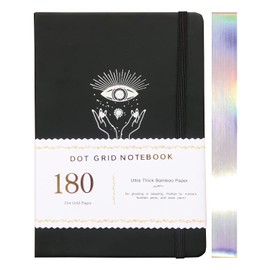 BUKE A5 Dotted Journal Notebook 180gsm Bamboo Paper, Fine Faux PU Leather Hardcover, 160 Dot Grid Pages, Size 5.7 x 8.2 inch Drawing Bujo (BKPU-4)