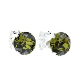 pewterhooter London Collection Women's Sparkling Khaki Sterling Silver stud Earrings with Gift Box.