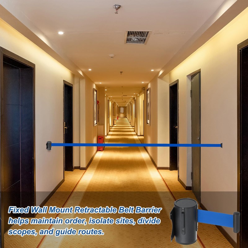 sourcing map Fixed Wall Mount Retractable Belt Barrier, 16.4 ft
