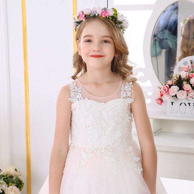 Bow Dream Lace Flower Girl Dress Wedding Junior Bridesmaid Elegant