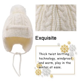 XIAOHAWANG Baby Hat Winter Knitted Hat Baby Newborn Warm Winter Hat Girls Children's Hats Boys Benia for Baby Children, White