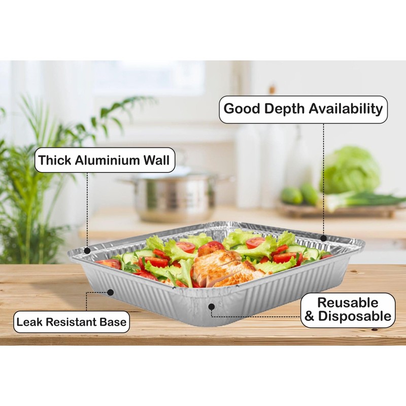 M1SS 100 Pcs X Square Aluminium Foil Trays with Lids