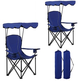 LET'S CAMP Camp Chair with Shade Canopy Folding Camping Recliner Chair with Carry Bag for Outdoor Camping Hiking Beach, Heavy Duty 350 LBS