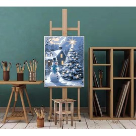 Eiazuiks Christmas Paint by Number for Adults. Snowman and Christmas Tree Paint by Numbers for Adults Beginner Drawing Paintwork with 3 Paintbrushes Paint Canvas Oil Painting 16” x 20”