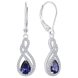 YL Infinity Dangle Drop Earrings 925 Sterling Silver Twist Earring Created Tanzanite Celtic Knot Leverback Jewelry for Women