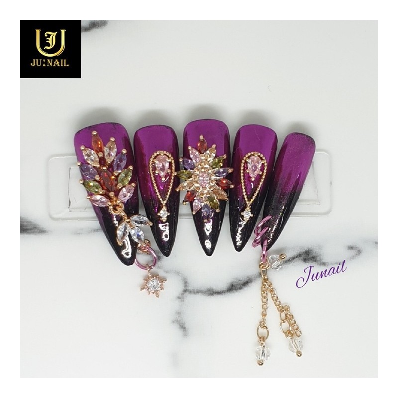 Tinkerbell handmade nail tips - Short C curve coffin /