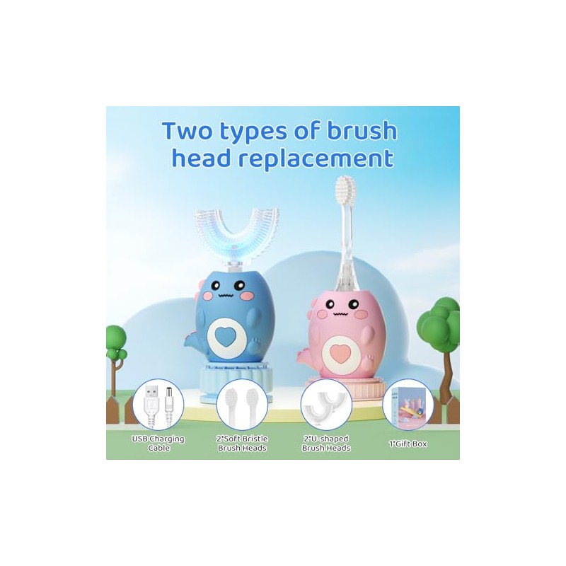 Kids U Shaped Electric Toothbrush, with 3 Cleaning Modes, with