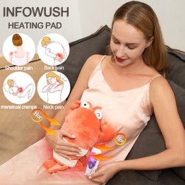 Infowush Heating Pads for Cramps, 15" Weighted Stuffed Animals Lobster Plush, Menstruation Microwavable Heating Pads with Lavender Scented Red