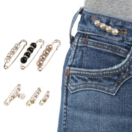 Vukehon Modesty Pins, 6Pcs Simulation Pearl Anti Exposure Fixed Brooches Set, Brooches for Women UK, Safety Pin for Sweaters, Shawls, Pants