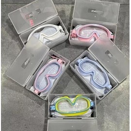 High-Definition Big Frame One-Piece Swimming Goggles with Earplugs, Waterproof & Anti-Fog for Unisex Adults and Children Pink Blue Goggles 3ea