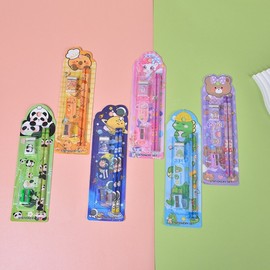 [Imported] Children's Character Stationery & School Supplies Gift Set - 5-Piece Eraser & Pencil Set (Kindergarten Gift) Set Pink + Multicolor 20ea