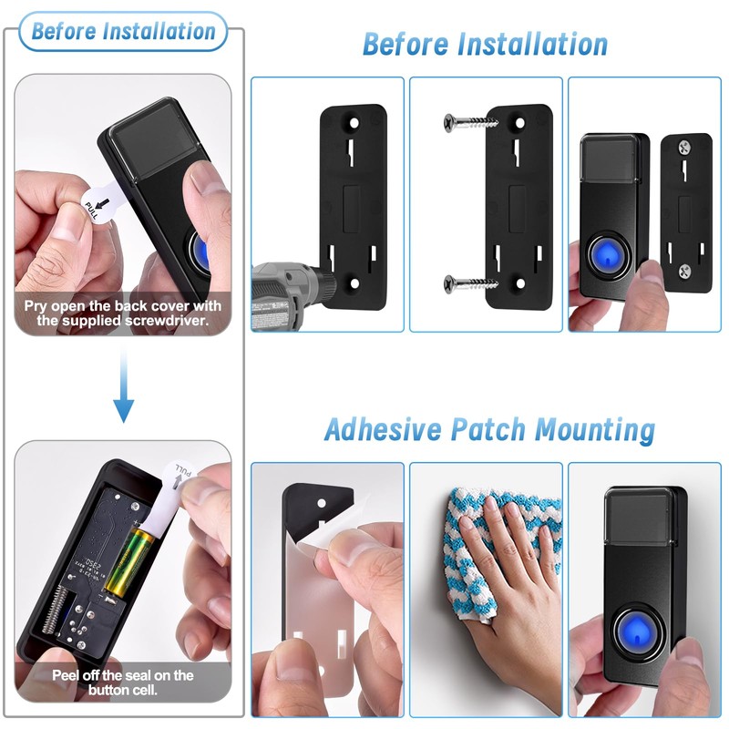 Bitiwend Wireless Doorbell, Waterproof Wireless Doorbell, 2 Transmitters and 3