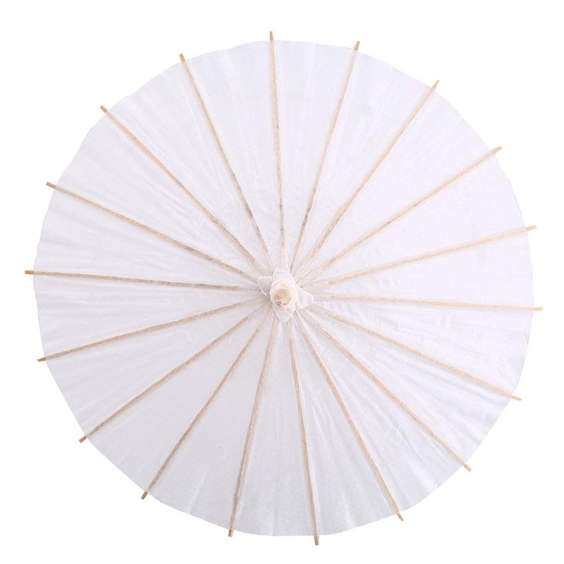 Atyhao Japanese Umbrella Parasol Plain Japanese Umbrella Plain White Tie
