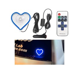 FALVFUN Car LED Ambient Light, Love Heart USB Vehicle Neon Lighting with Remote Control for Triangle or Back Window, Auto Interior Atmosphere Lamp Sign Decoration Accessories, Universal Fit (Blue)