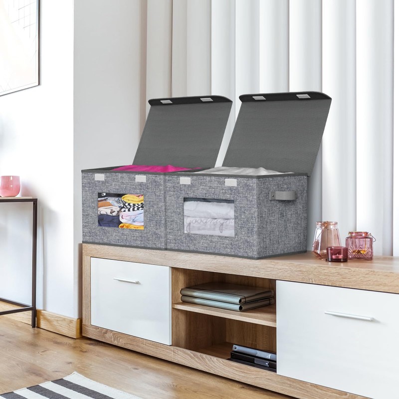 Univivi Fabric Foldable Storage Boxes [4-Pack] Large Collapsible Stackable Storage